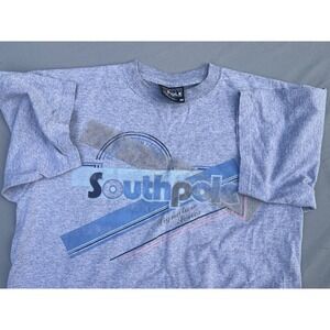 Vintage Y2K South Pole Shirt USA Fabric Gray Blue Size Medium